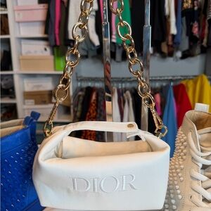 Dior white Mini Bag with Gold Chain